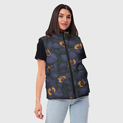 Женский жилет Темно-синие цветы, цвет: 3D-черный — фото 2