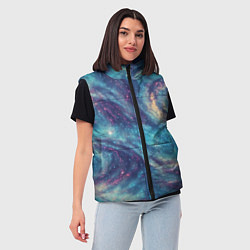 Женский жилет Путеводная звезда в космосе, цвет: 3D-черный — фото 2