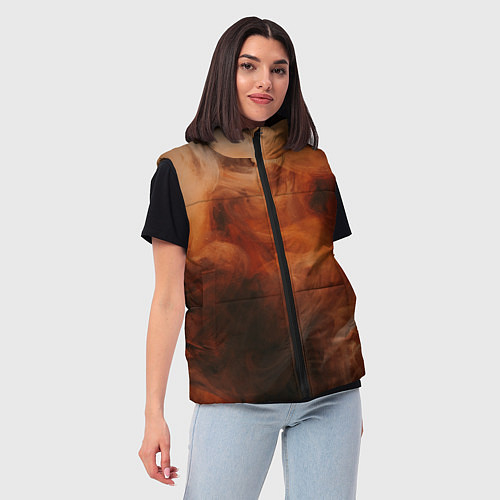 Женский жилет Оранжевый абстрактный дым / 3D-Черный – фото 3