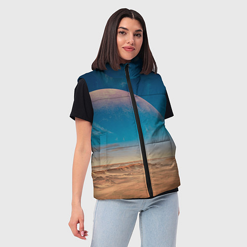 Женский жилет Пустыня и очертания планеты / 3D-Черный – фото 3