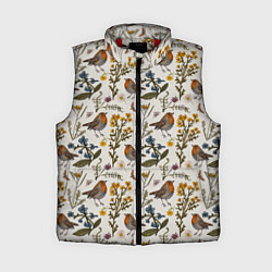 Женский жилет Птицы малиновки и зверобой