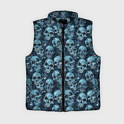 Женский жилет Синие черепа, цвет: 3D-черный