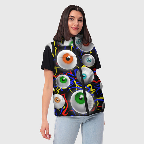 Женский жилет Глазы / 3D-Черный – фото 3
