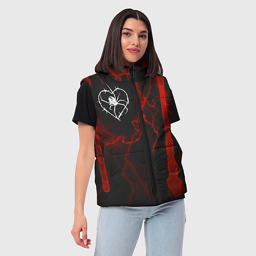 Женский жилет Гранж, разводы и паук / 3D-Красный – фото 3