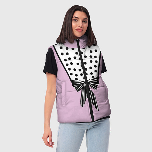 Женский жилет Костюм Барби: черный горох с полосатым бантом / 3D-Черный – фото 3
