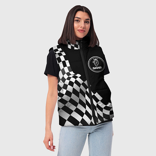 Женский жилет Saab racing flag / 3D-Черный – фото 3