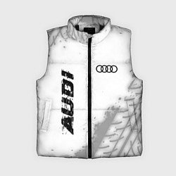 Женский жилет Audi speed на светлом фоне со следами шин: надпись, цвет: 3D-черный