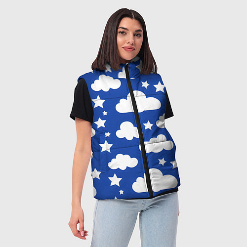 Женский жилет Облака и звёздочки / 3D-Черный – фото 3