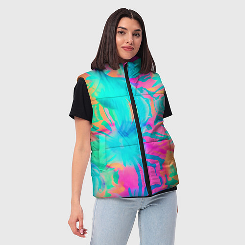 Женский жилет Кислотный тай-дай: паттерн / 3D-Светло-серый – фото 3