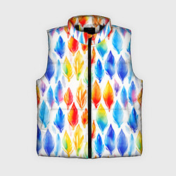 Женский жилет Желто-красно-синие перья тай-дай: паттерн, цвет: 3D-черный