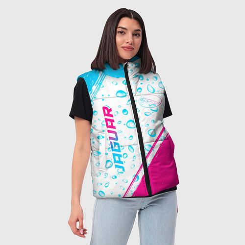 Женский жилет Jaguar neon gradient style: надпись, символ / 3D-Черный – фото 3