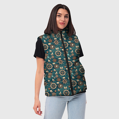 Женский жилет Штурвал паттерн / 3D-Светло-серый – фото 3