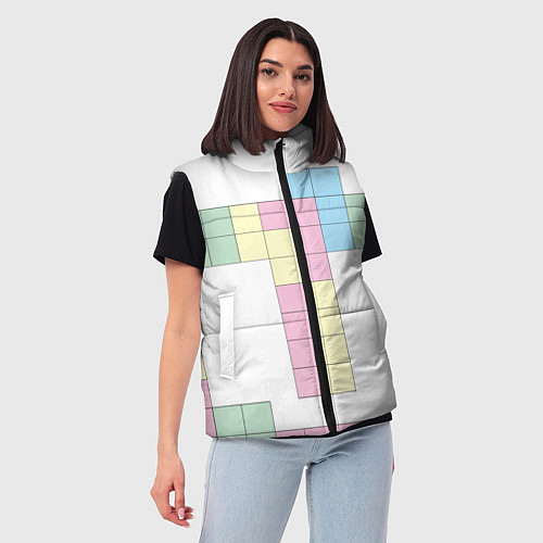 Женский жилет Тетрис буква т падающие блоки / 3D-Светло-серый – фото 3