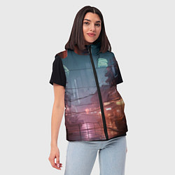 Женский жилет Киберпанк город будущего, цвет: 3D-черный — фото 2