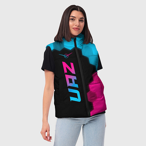 Женский жилет UAZ - neon gradient: по-вертикали / 3D-Черный – фото 3
