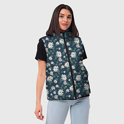 Женский жилет Паттерн с ромашками, цвет: 3D-красный — фото 2