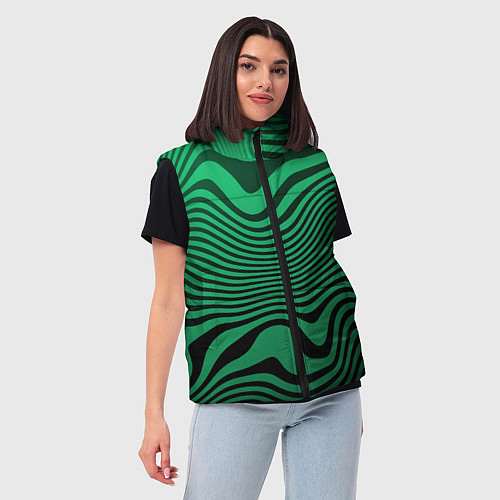 Женский жилет Абстрактный узор волн / 3D-Светло-серый – фото 3