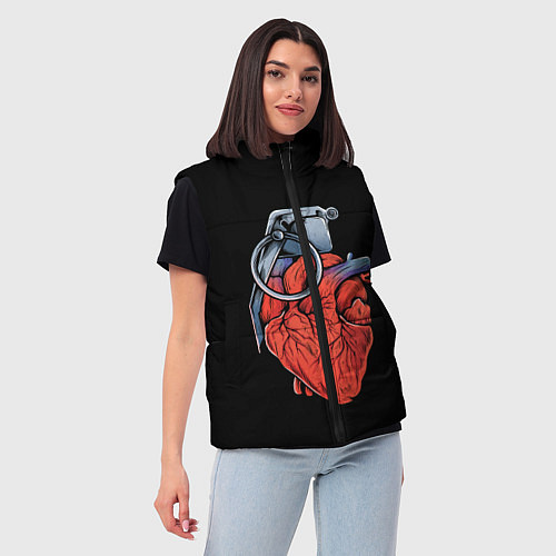 Женский жилет Сердце гараната / 3D-Черный – фото 3