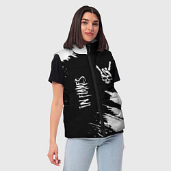 Женский жилет In Flames и рок символ на темном фоне, цвет: 3D-черный — фото 2