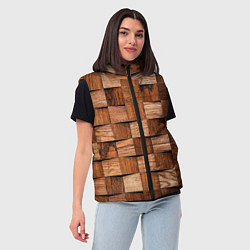 Женский жилет Деревянные квадраты, цвет: 3D-красный — фото 2