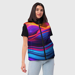 Женский жилет Яркие неоновые волны, цвет: 3D-красный — фото 2