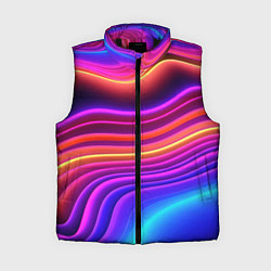 Женский жилет Яркие неоновые волны, цвет: 3D-черный