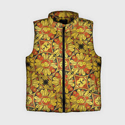 Женский жилет Красно-желтые цветочки, цвет: 3D-черный