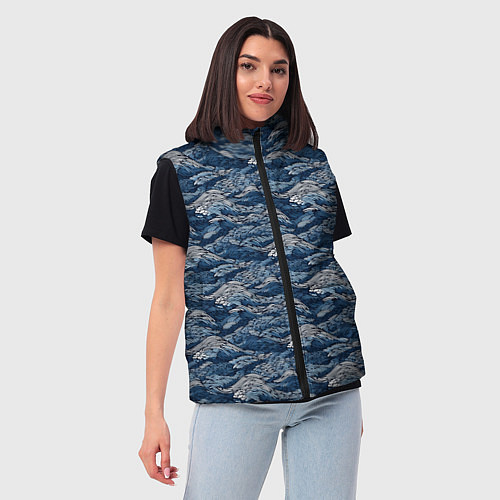Женский жилет Темные волны / 3D-Светло-серый – фото 3