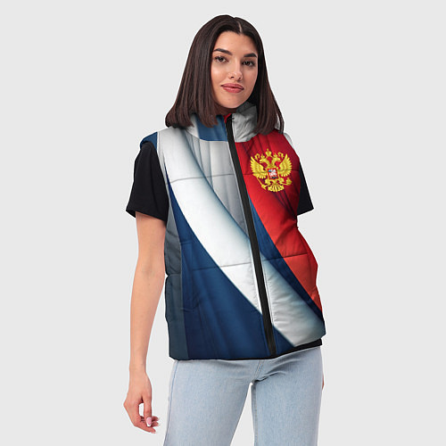 Женский жилет Герб России абстракция / 3D-Черный – фото 3