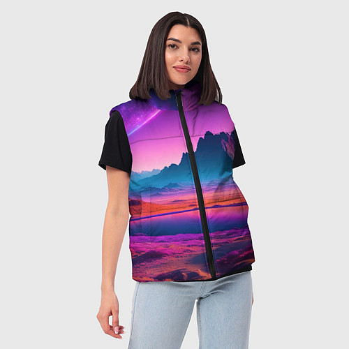 Женский жилет Лиловая планета / 3D-Черный – фото 3