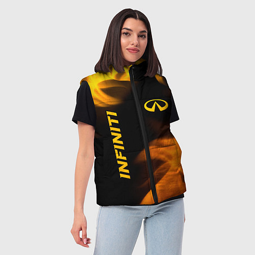 Женский жилет Infiniti - gold gradient: надпись, символ / 3D-Черный – фото 3