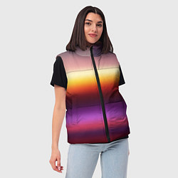 Женский жилет Закат, абстрактные полосы с размытием, цвет: 3D-светло-серый — фото 2