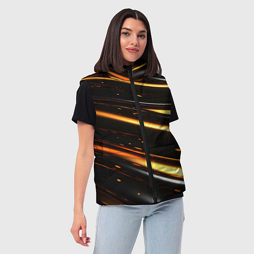 Женский жилет Золотые плавные линии / 3D-Красный – фото 3