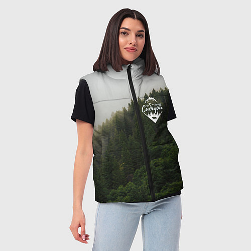 Женский жилет Я из Сибири на фоне леса / 3D-Черный – фото 3