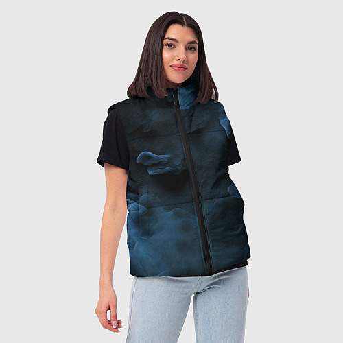 Женский жилет Синий туман текстура от нейросети / 3D-Светло-серый – фото 3