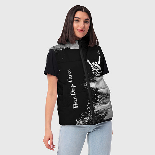 Женский жилет Three Days Grace и рок символ на темном фоне / 3D-Черный – фото 3