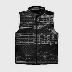 Женский жилет Чертеж ракеты на чёрном фоне, цвет: 3D-черный