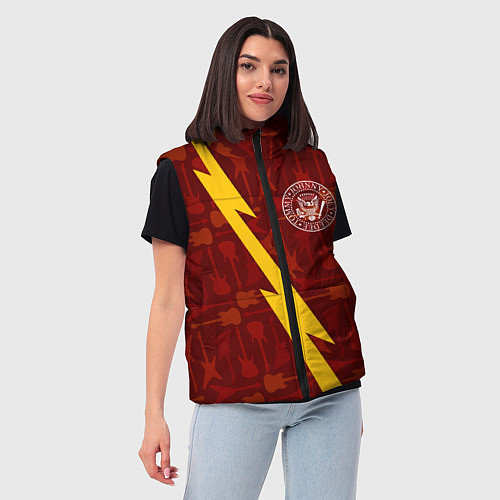 Женский жилет Ramones гитары и молния / 3D-Черный – фото 3