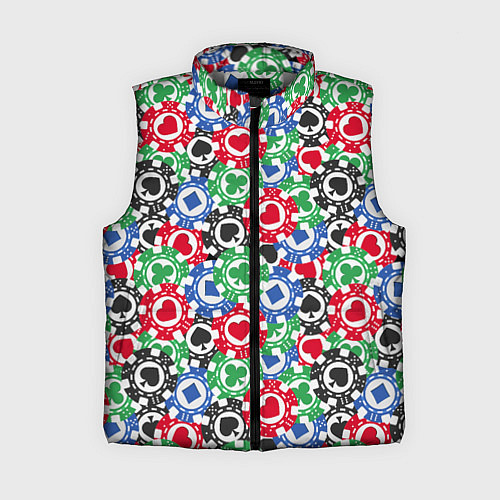 Женский жилет Фишки, Ставки, Покер / 3D-Светло-серый – фото 1