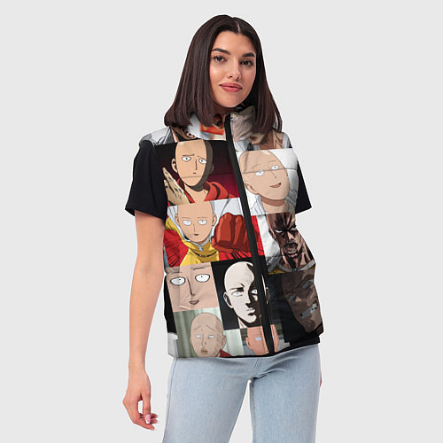 Женский жилет Saitama - many faces / 3D-Черный – фото 3