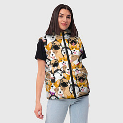 Женский жилет Хаски, Джек-рассел-терьер, Мопс, Корги, цвет: 3D-черный — фото 2