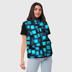 Женский жилет Геометрия - синие квадраты, цвет: 3D-черный — фото 2