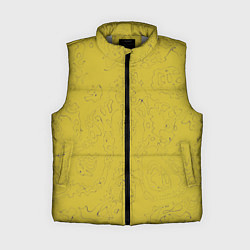 Женский жилет Рябь - зеленовато-желтый и фиолетовый - узор Хуф и