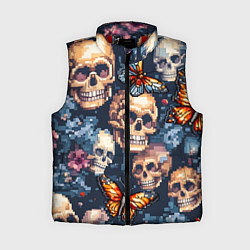 Женский жилет Пиксельные черепа
