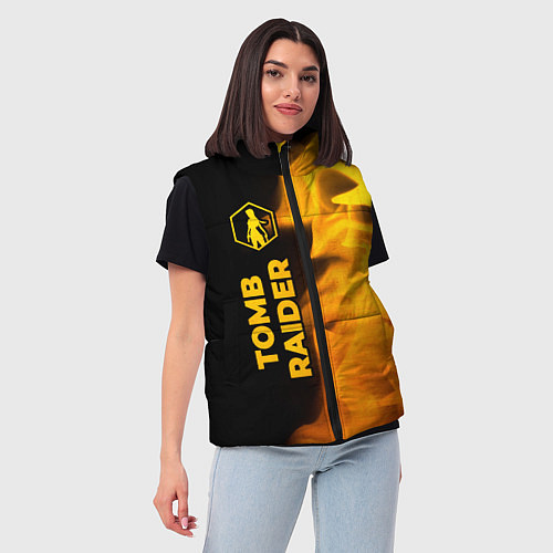 Женский жилет Tomb Raider - gold gradient: по-вертикали / 3D-Черный – фото 3