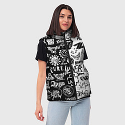 Женский жилет Логотипы лучших рок групп, цвет: 3D-черный — фото 2