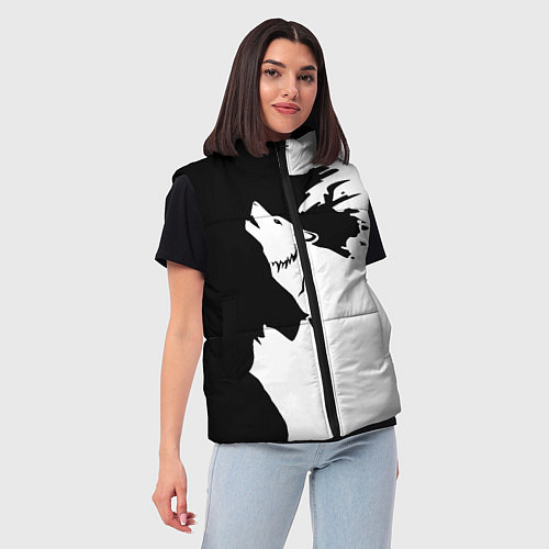 Женский жилет Волчий вой в горах / 3D-Черный – фото 3