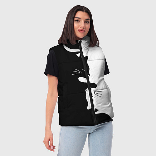 Женский жилет Котики Инь-Янь / 3D-Черный – фото 3