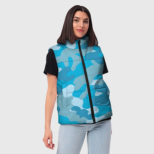 Женский жилет Камуфляж военный синий / 3D-Светло-серый – фото 3