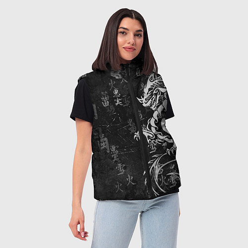 Женский жилет White dragon - grunge / 3D-Красный – фото 3